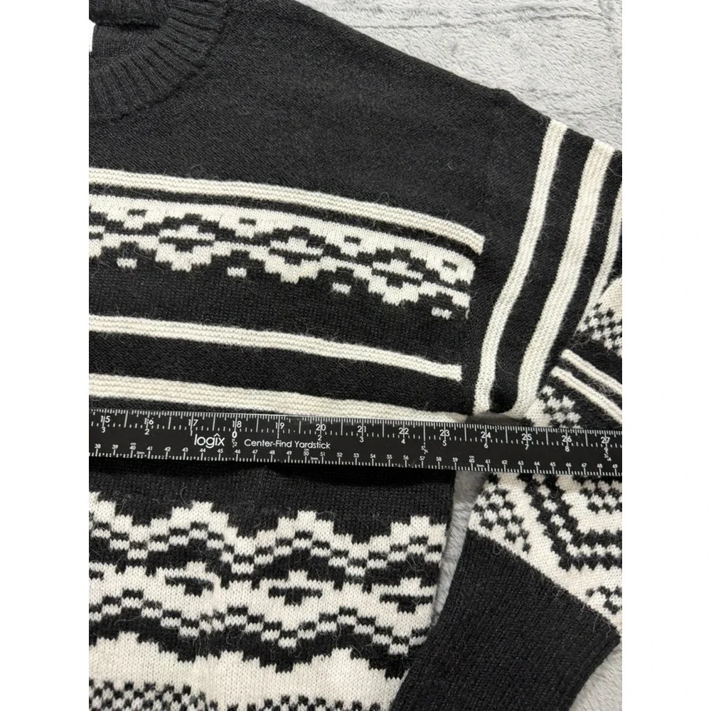 Old Navy‎ Womens Black White Fair Isle Go-Recycled Crewneck Sweater Large Nordic